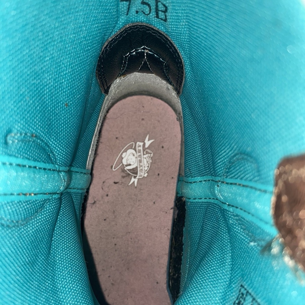 Ariat Women Leather Fatbaby Heritage Cowboy Boot Brown& Teal Cowgirl Westrn 7.5B - Picture 12 of 12
